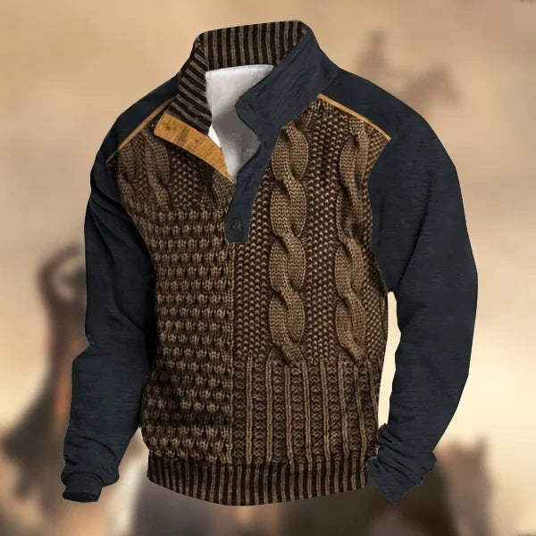 Herbst Winter Herren Bedruckter Pullover mit Schnalle