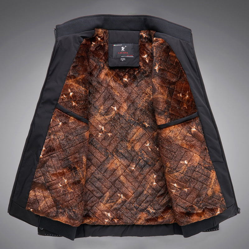 Herren Stehkragen Baumwolle gefütterte Mantel Thermokleidung Kälteschutzkleidung