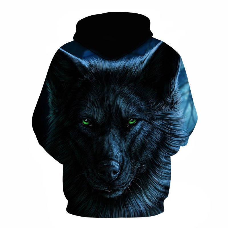 European and American loose black night wolf