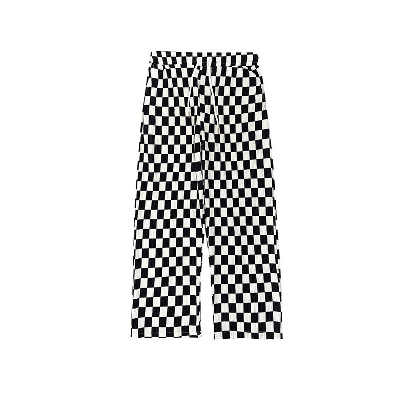 Plaid Casual Hosen Männer Neue Mode Hohe Taille Hängenden