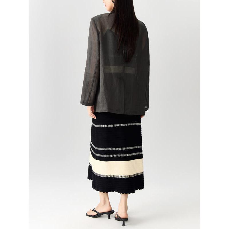 Blazer de oficina con cuello con muescas en color gris oscuro para mujer