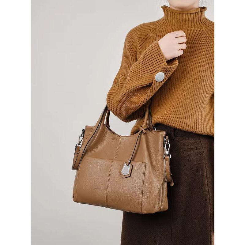 Bolso de mano de piel auténtica de gran capacidad para mujer