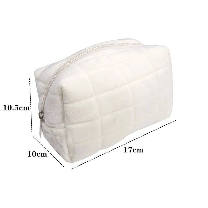 Bolsa de cosméticos de piel de felpa: bolsa de maquillaje de viaje con cremallera