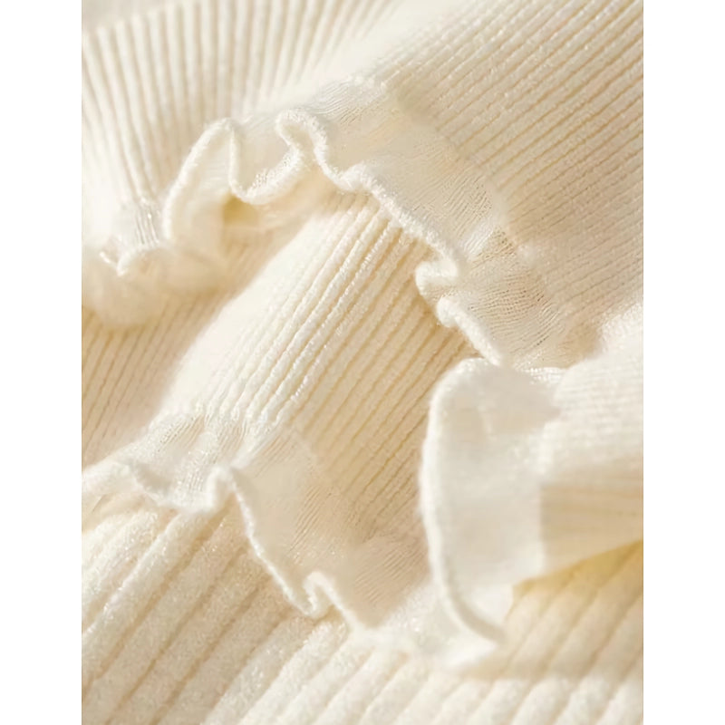 Eleganter Strickpullover mit Puffärmeln und Love-Brosche