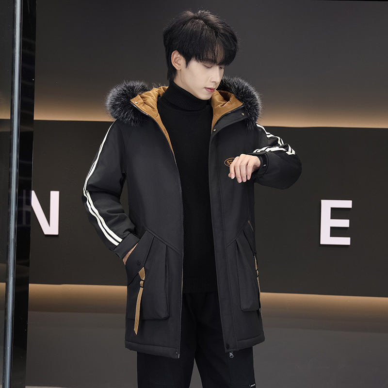 Chaqueta de algodón con capucha y forro polar grueso para hombre de invierno