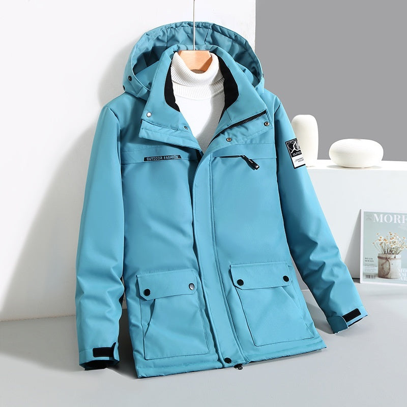 Chaqueta de plumón de pato para hombre, de longitud media, gruesa, con cuello de piel grande