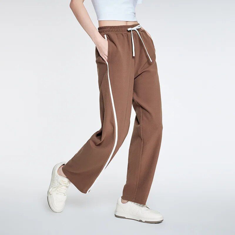 Pantalones deportivos casuales de color en contraste para mujer