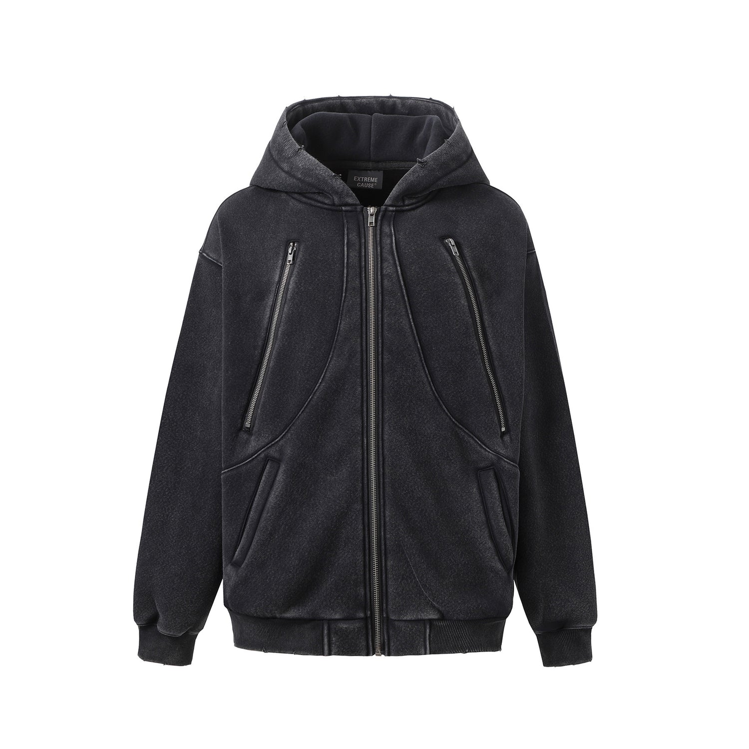 Nueva sudadera con capucha y cremallera lavada con forro polar
