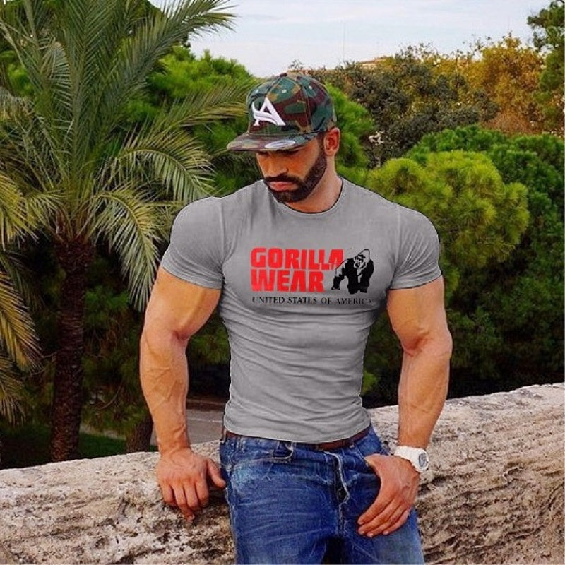 Fashion training crew neck fitness short sleeve