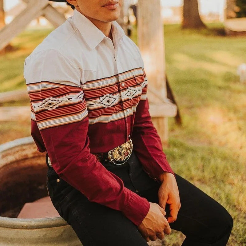 Herrenhemd Junges und Mittleres Alter Business Base Revers Langarmhemd