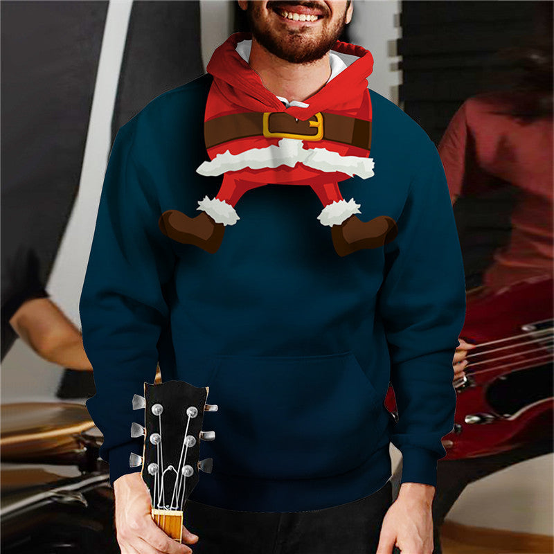 Sudadera con capucha con estampado digital 3D de elementos navideños