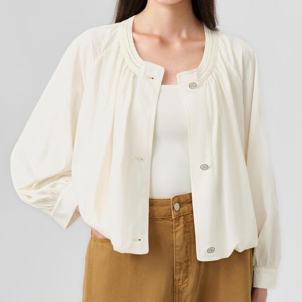 Elegante Plissierte Pendlerjacke im französischen Stil für Damen