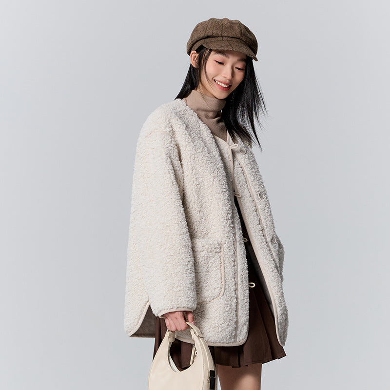 Mittellange Plüschjacke für Damen