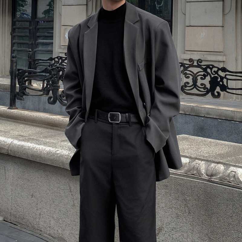 Chaqueta de traje de hombreras acolchadas de alta calidad, traje informal holgado