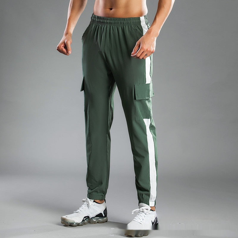 Pantalones deportivos casuales para correr, entrenar y hacer ejercicio con cordones en los tobillos para hombre