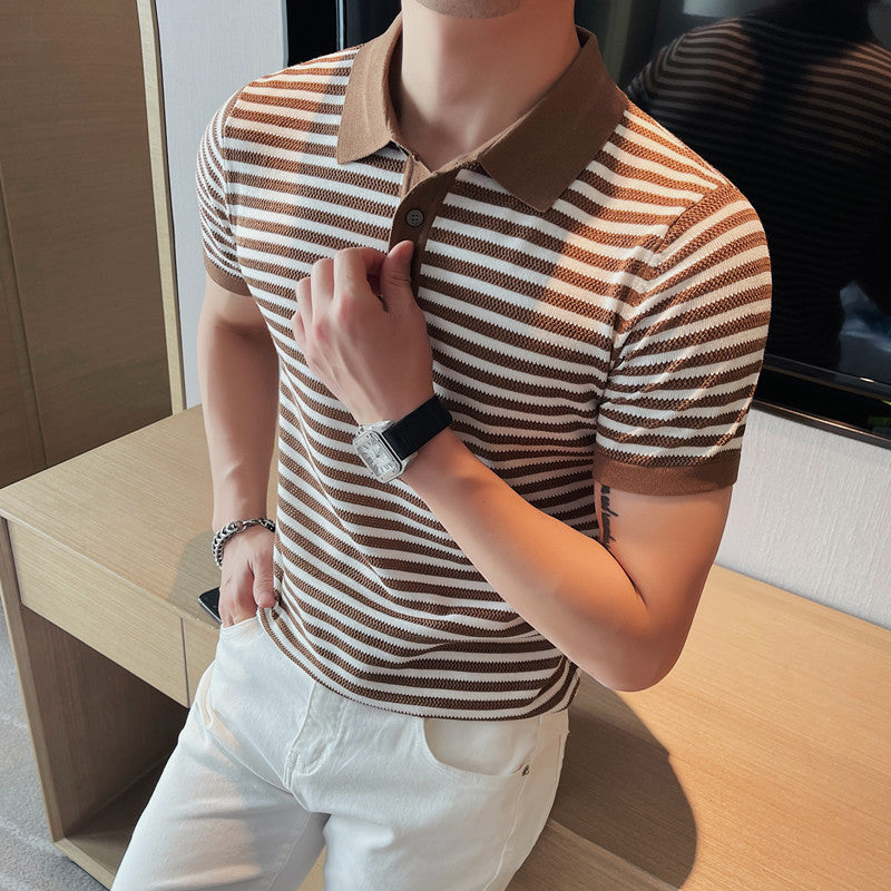 Camiseta informal transpirable de punto de alta elasticidad para hombre