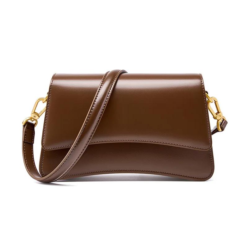 Bolso de hombro vintage de piel auténtica para mujer: bolso de mano de alta calidad para llevar debajo del brazo