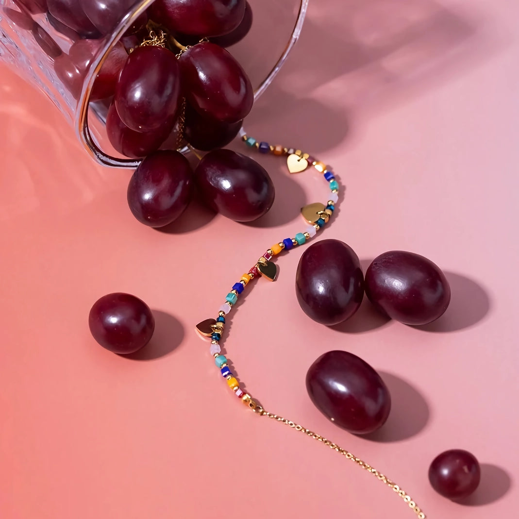 Collar de lentejuelas con forma de corazón de acero inoxidable bañado en oro de 18 quilates