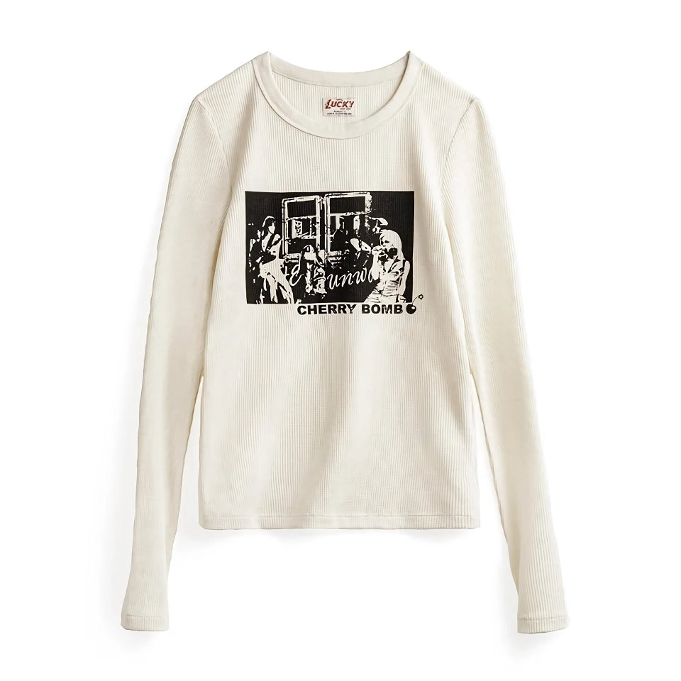 Cherry Bomb Langarm-T-Shirt mit schmaler Passform für Damen
