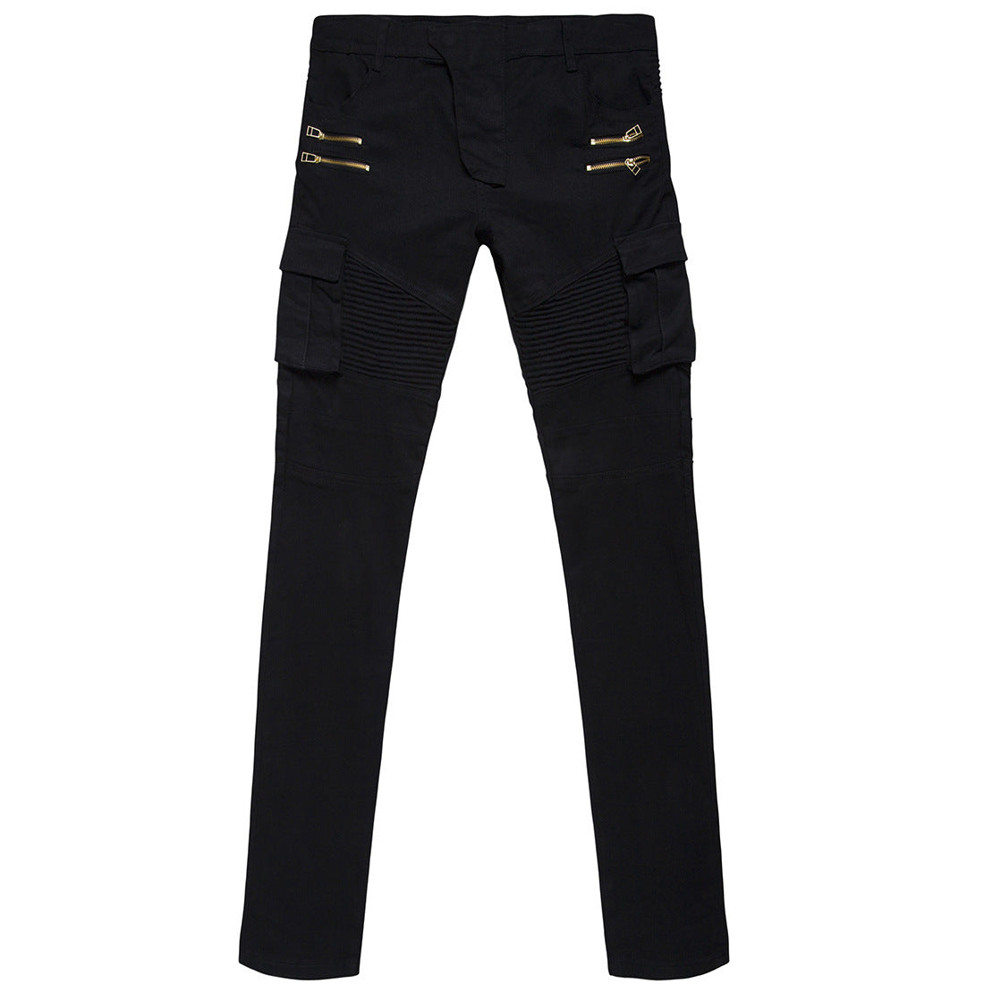 Trend Falten Stretch Füße Denim solide Hose