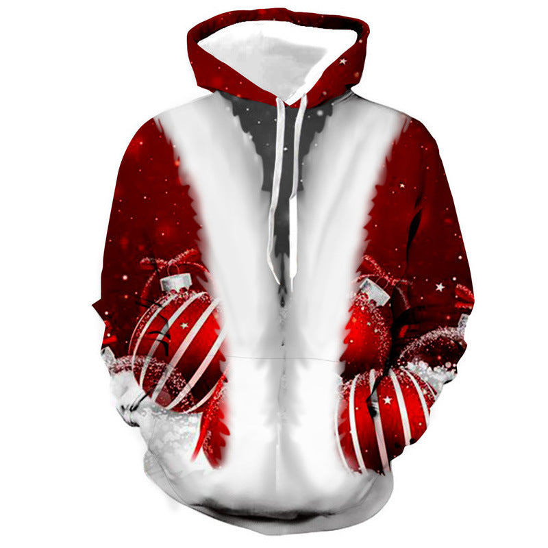 Sudadera con capucha con estampado digital 3D de elementos navideños