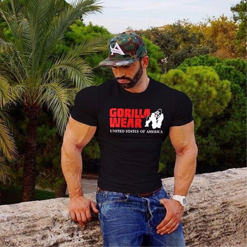 Fashion training crew neck fitness short sleeve
