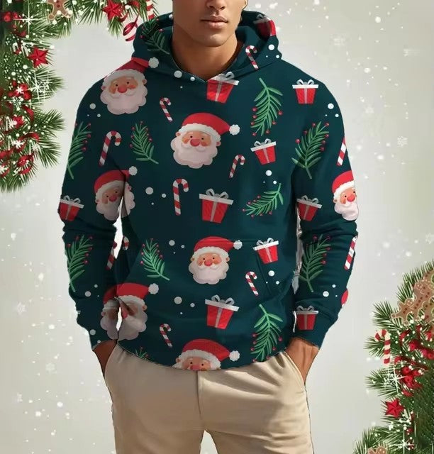 Weihnachts-Kapuzenpullover für Herren mit 3D-Digitaldruck