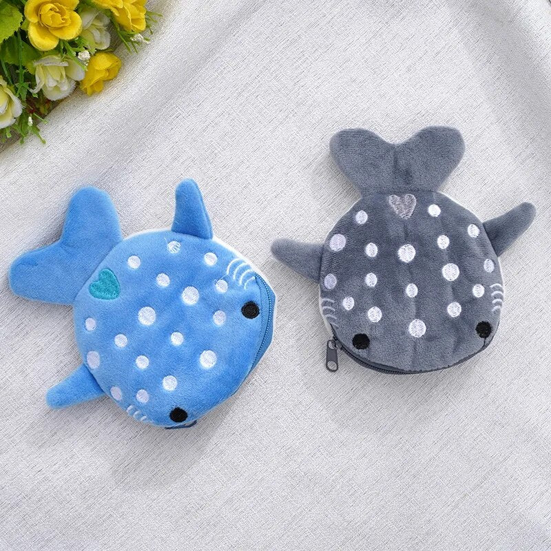Monedero de peluche con forma de tiburón ballena kawaii