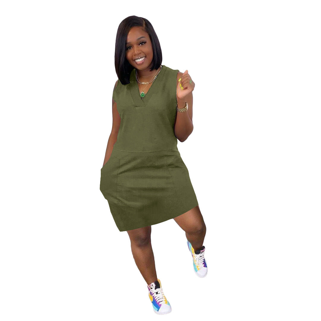 Vestido de color liso de talla grande para mujer