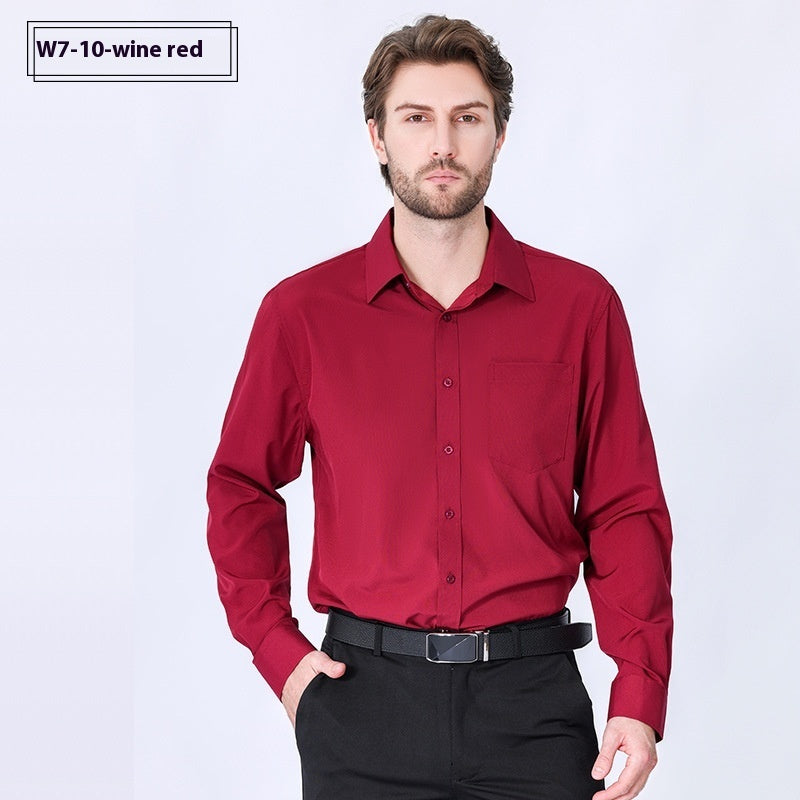 Pendeln Minimalist Business Professional Bügelfreies Stretch Hemd Langarm Herren High Sense