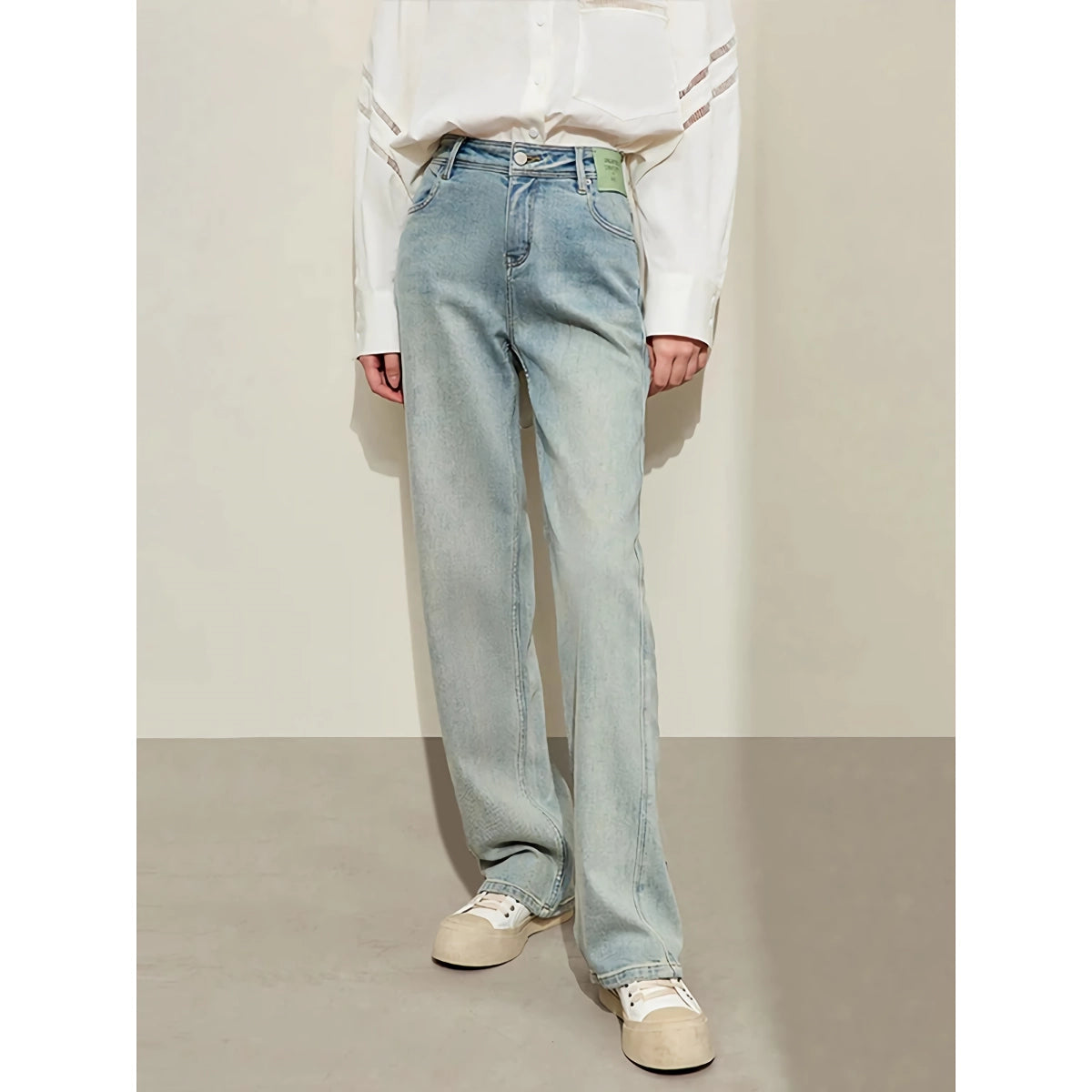 Retro-Jeanshose mit weitem Bein für Damen