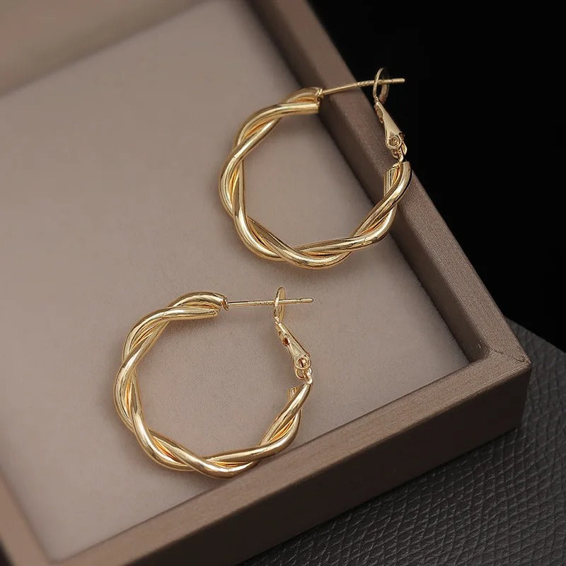Pendientes colgantes trenzados redondos vintage