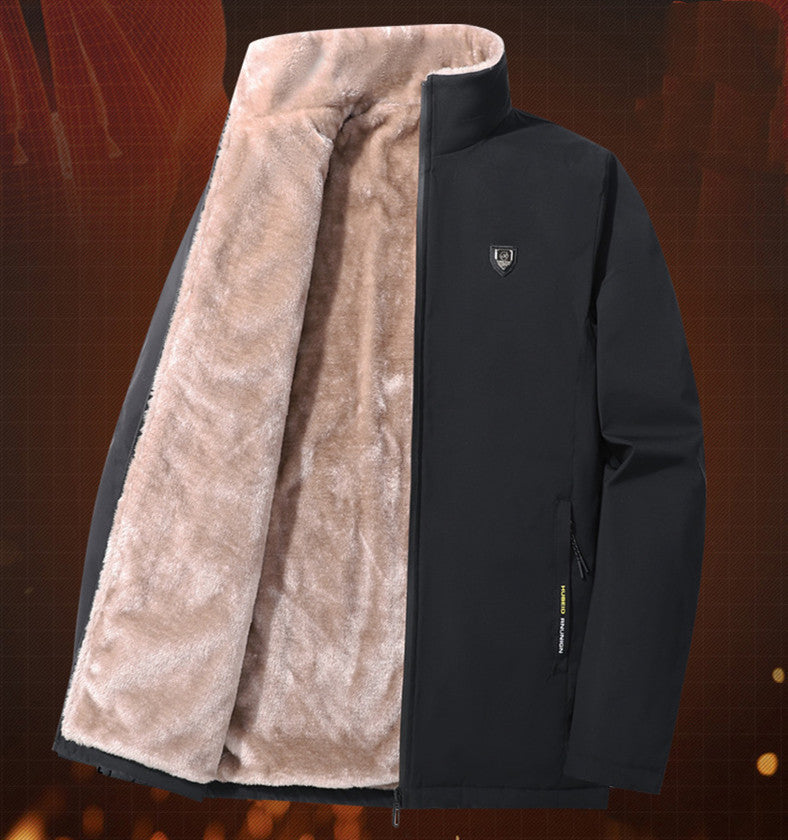 Chaqueta gruesa de terciopelo de cordero para hombre, cálida, acolchada, de talla grande