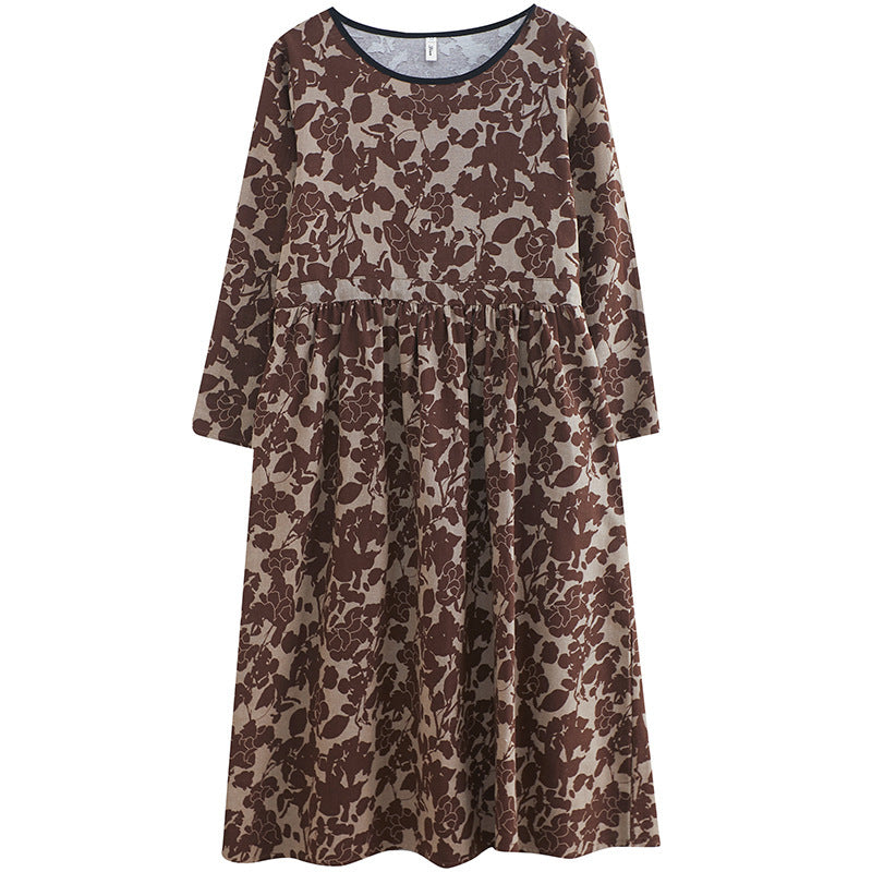 Vestido de algodón y lino con estampado floral estilo retro