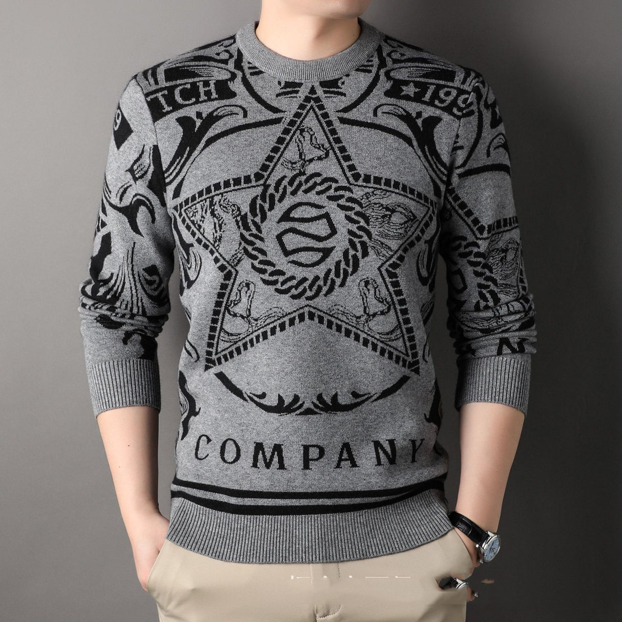 Herbst Und Winter Herren Strickwaren Rundhals Lose