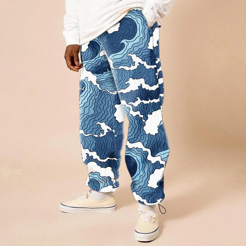Hose Loose Mid-Waist Printed Fall für Herren