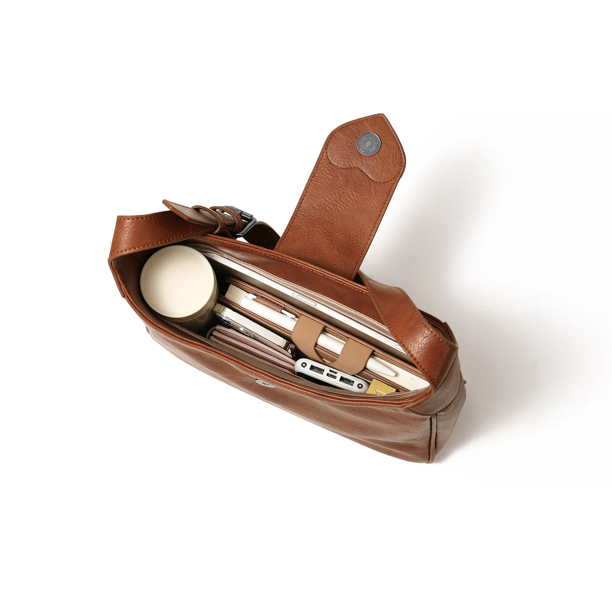 Bolso de mano vintage de piel sintética para mujer