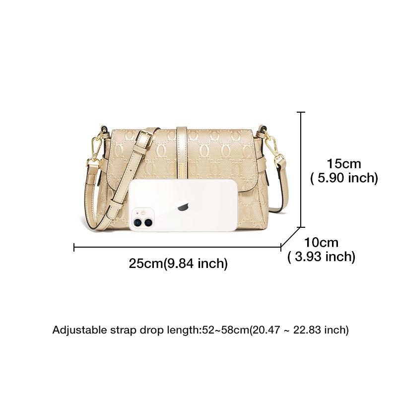 Elegante bolso bandolera y de hombro dorado