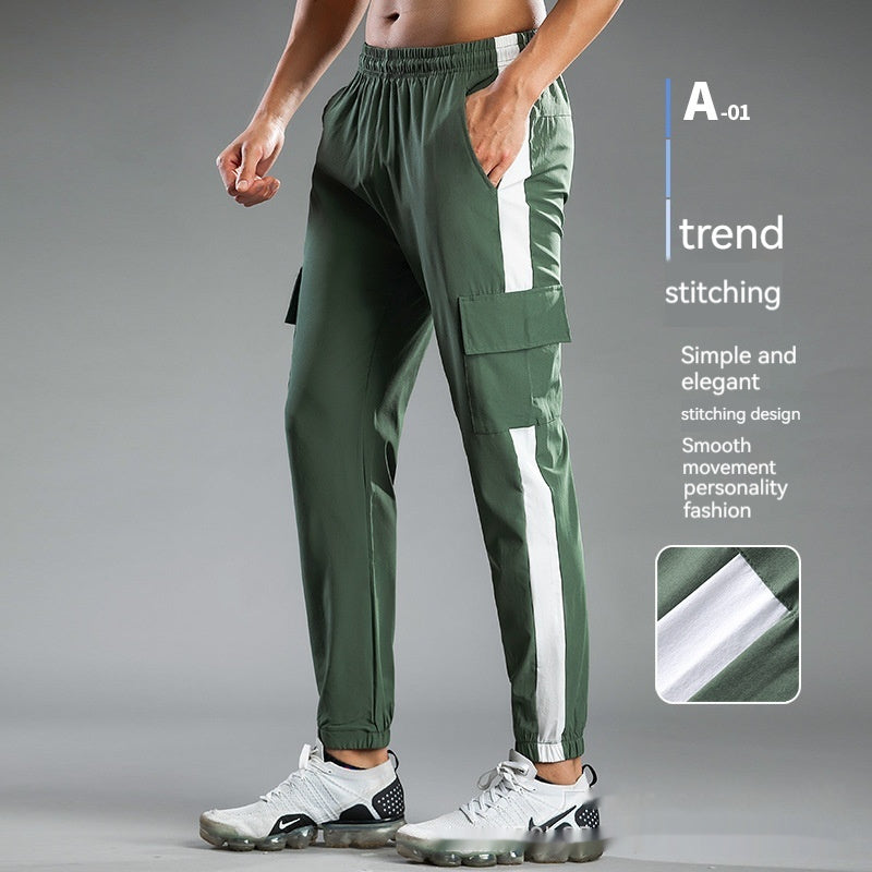 Pantalones deportivos casuales para correr, entrenar y hacer ejercicio con cordones en los tobillos para hombre