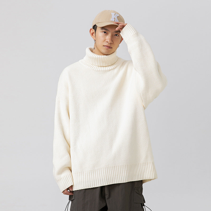 Suéter de cuello alto de color liso para pareja japonesa
