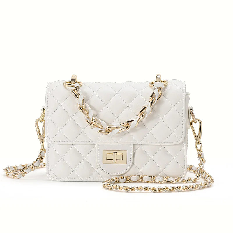 Elegante bolso bandolera de un solo hombro con diseño de cuadrícula de diamantes