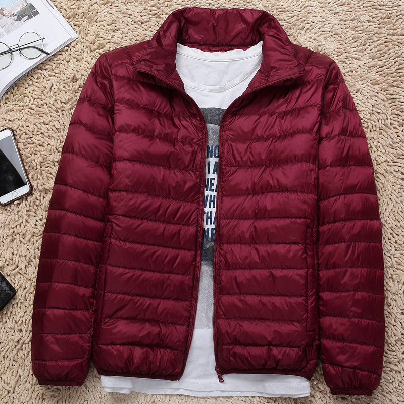 New Lightweight Stand-up Collar Down Jacket Men's Short White Duck Down Warm Fall Winter Coat