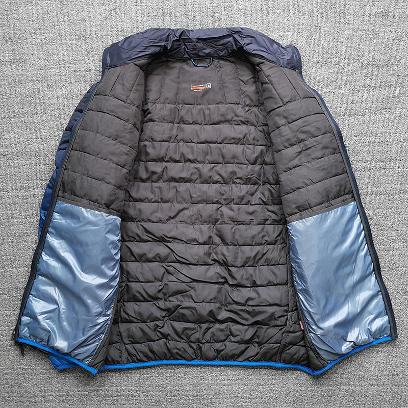 Chaqueta acolchada de algodón con cuello alto y cambio de color para hombre