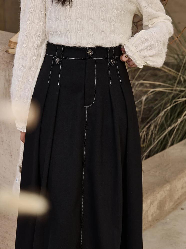 Plissierter Jeansrock in A-Linie mit hoher Taille für Damen