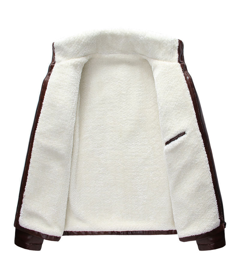 Herren-Jacke aus PU-Leder mit Stehkragen