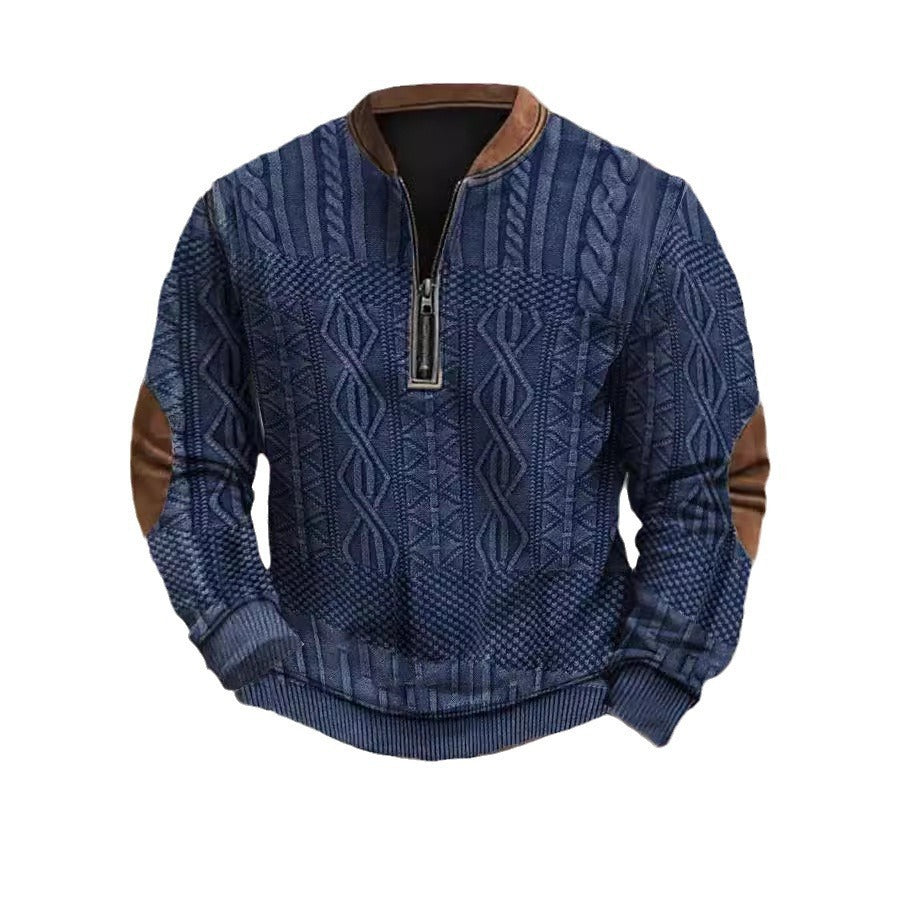 Suéter con media cremallera y hebilla estampado de otoño e invierno