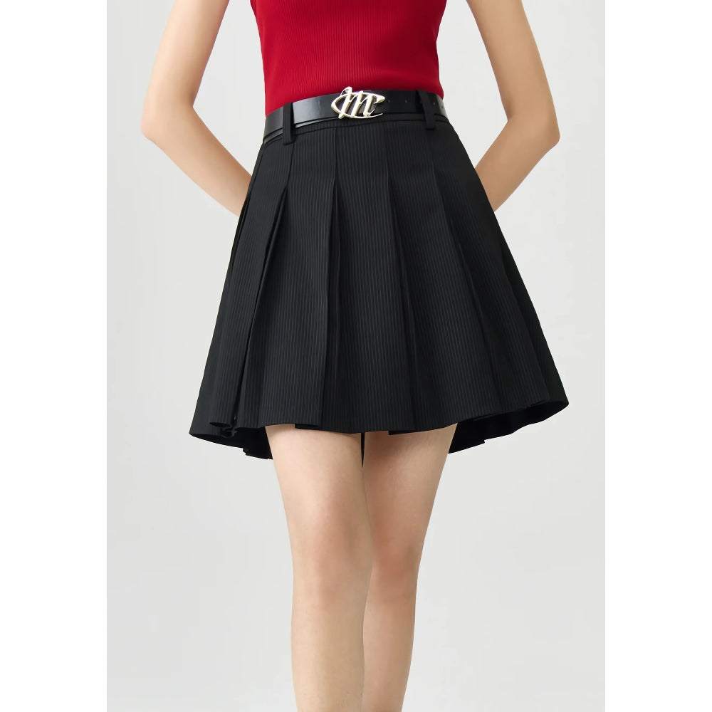 Falda retro de talle alto con corte A