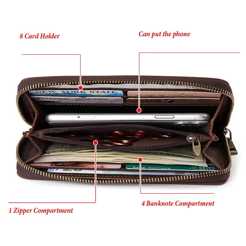 Cartera de hombre con bloqueo RFID de cuero genuino