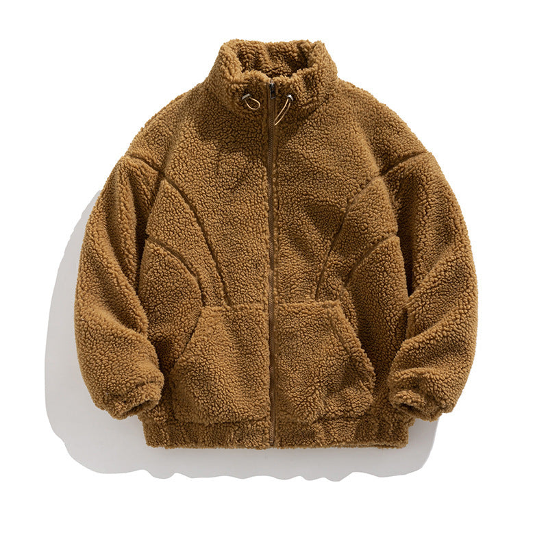 Abrigo acolchado de lana de cordero con cuello alto para parejas de la marca Retro Tide