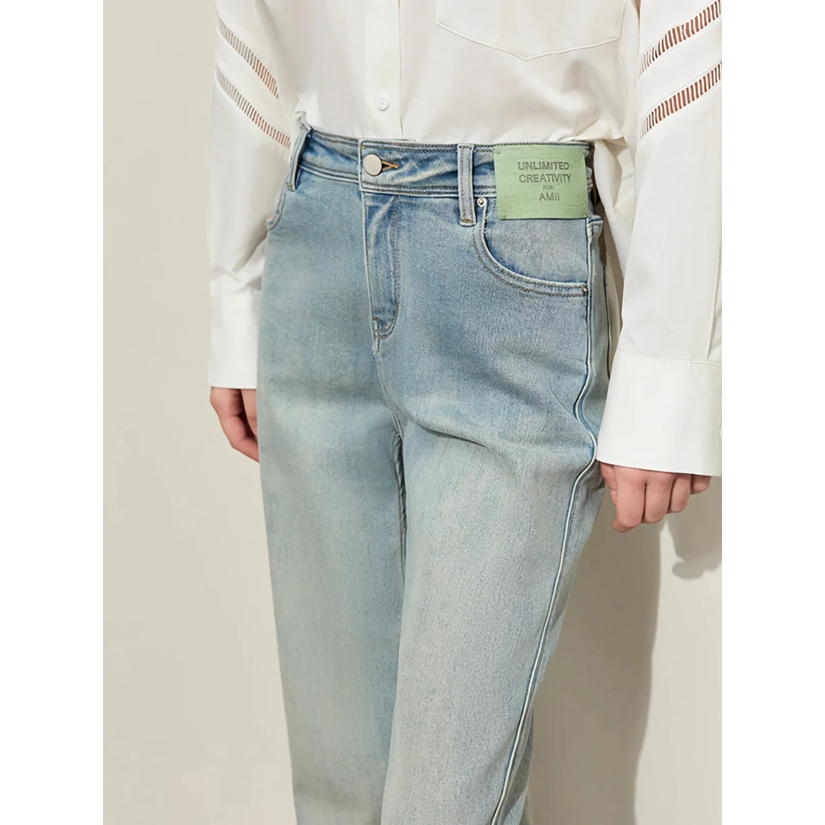 Retro-Jeanshose mit weitem Bein für Damen